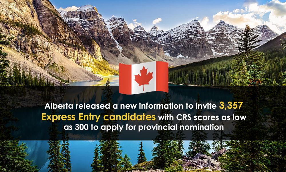 Alberta released a new information to invite 3,357 Express Entry candidates with CRS scores as low as 300 to apply for provincial nomination